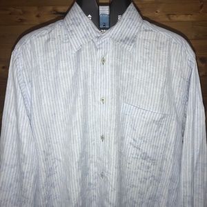 Bugatchi Uomo Men's Dress Shirt Blue Floral Stripe